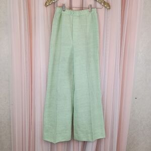 Vintage 70s Stockton Women's Lime Green Wide Leg Pants Hippie Boho Easter